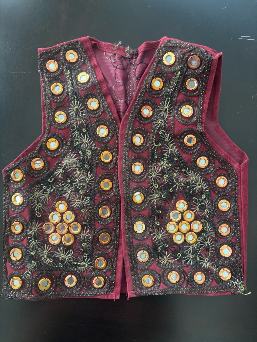 Pakistani Embroidered Sequin Burgundy Vest Waistcoat for Baby